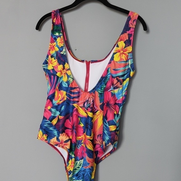 Vintage floral bathing suit. No brand. Zipper front. Women's XL bathing suit. - Picture 4 of 5